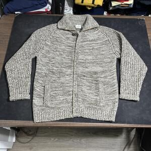 Vintage Valentino Uomo Mohair Wool Sweater Mens Large Beige Zip Cardigan 70s 80s